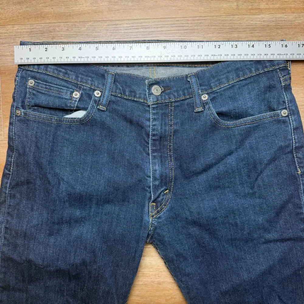 Levi's 513 Slim Straight Jeans Mens 32x34 Dark Wash Indigo Stretch Denim Pants